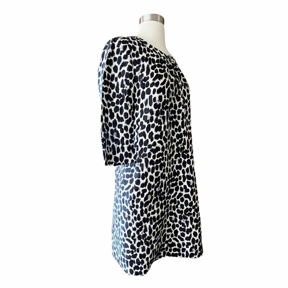 KATE SPADE Silk Shift Dress Animal Print Short Sleeves Crew Neck Size 4 EUC - Picture 7 of 9